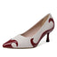 Red and green dragonfly pointed slender heel banquet women's shoes color blocked single shoes for women - Korvel