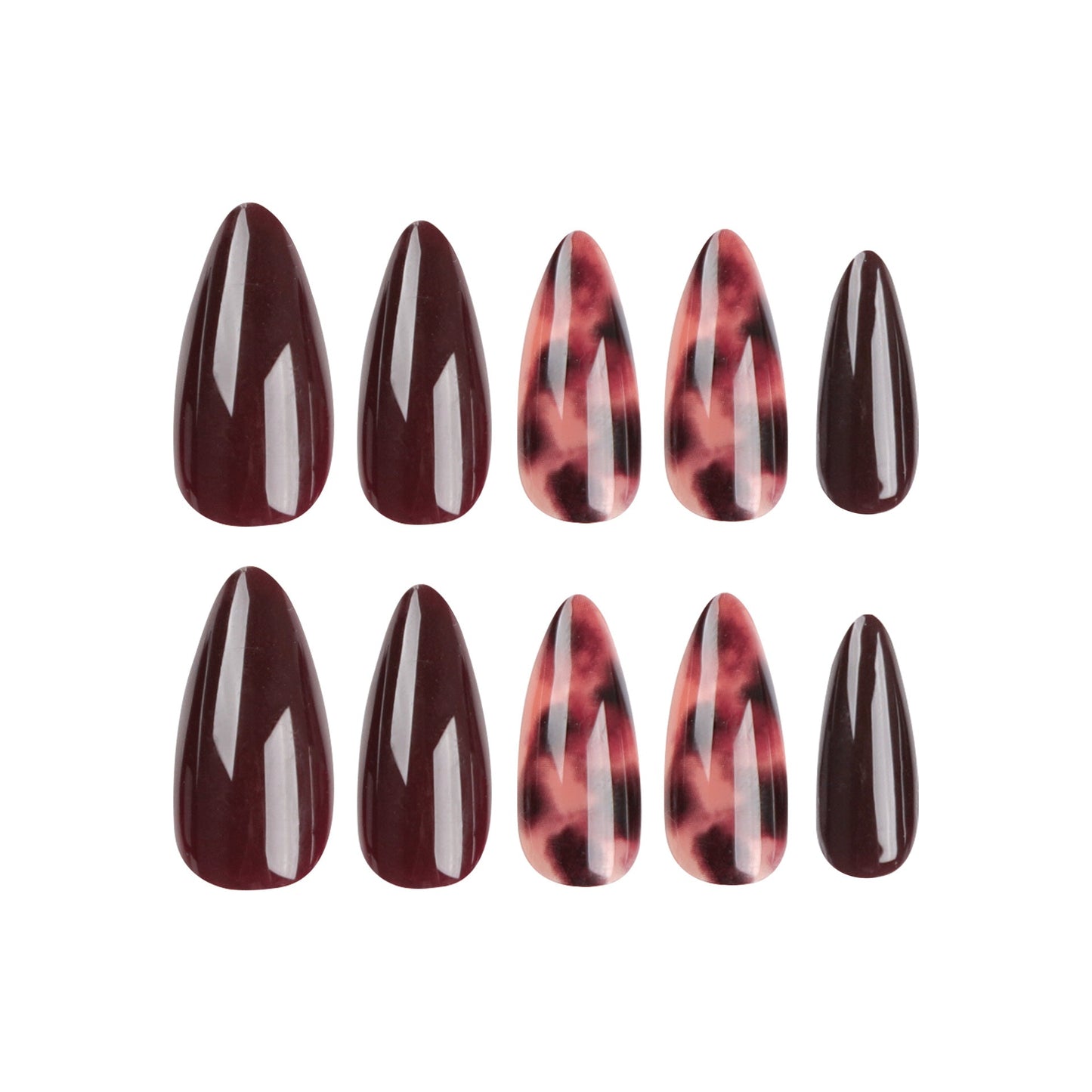 Uñas Postizas Almendra a Rayas Coloridas - Cubierta Completa