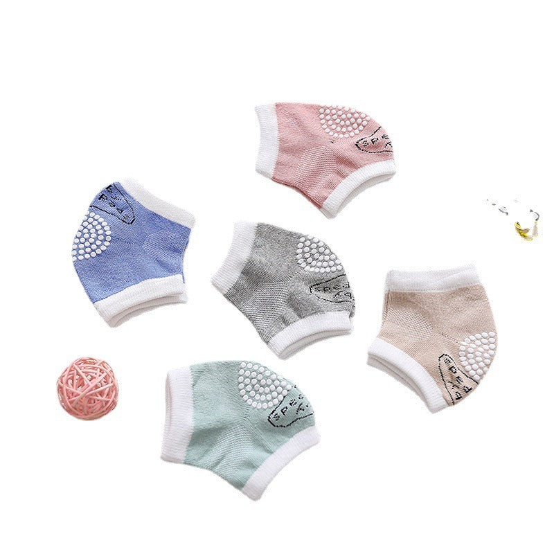 3 pairs of cotton children's knee pads, autumn glue dispensing, anti slip baby knee pads, mesh breathable exercise, baby crawlin - Korvel