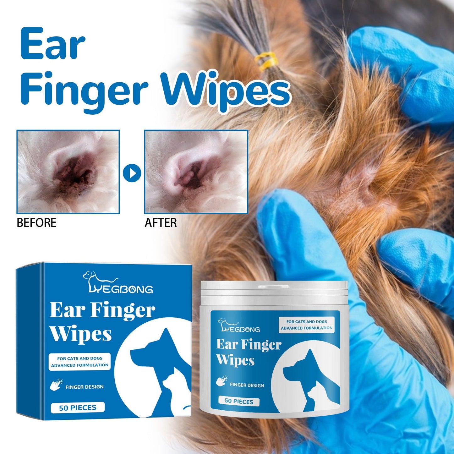 Premium Pet Ear Cleaning Finger Wipes
