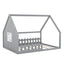 Full Size Wood House Bed with Window and Fence  Gray - Korvel