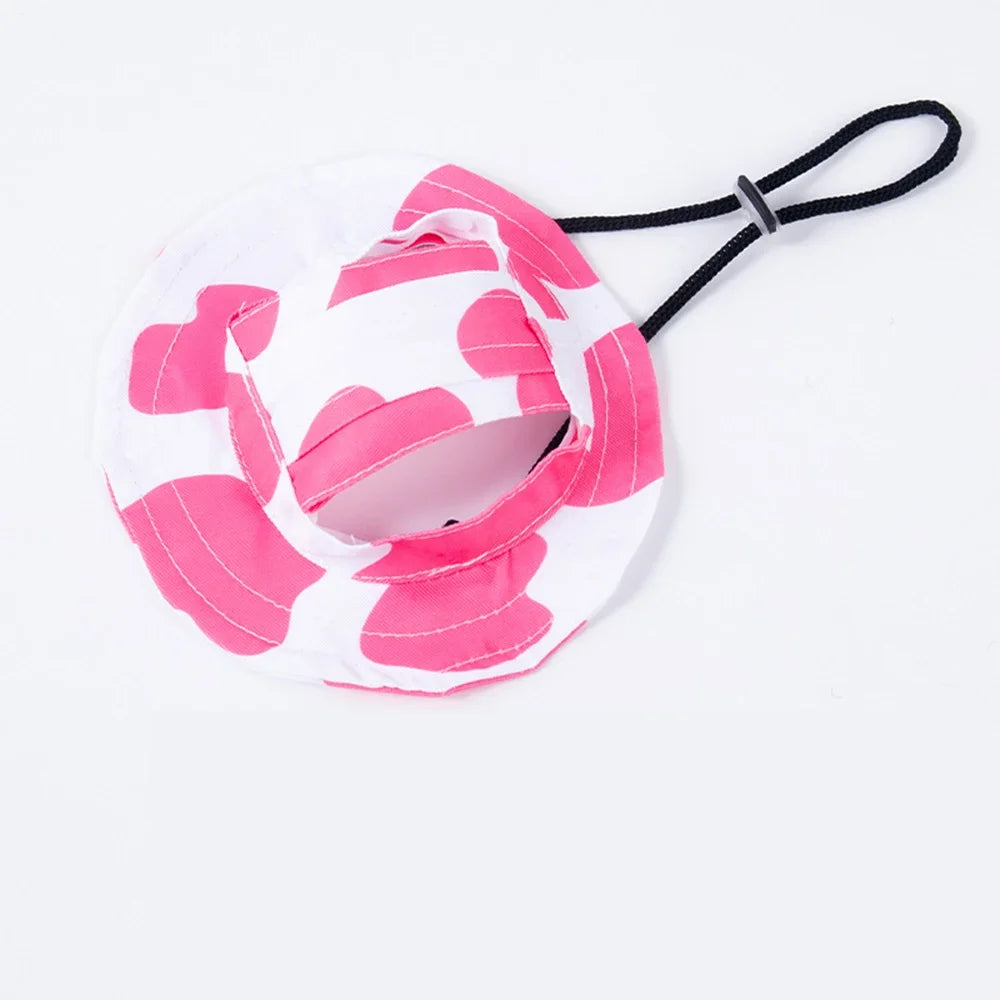 Fashion Dog Hat Adjustable Pet Bucket Hats with Ear Holes Summer Outdoor Round Brim Sun Hat for Samll Dogs Cats Pet Supplies - Korvel