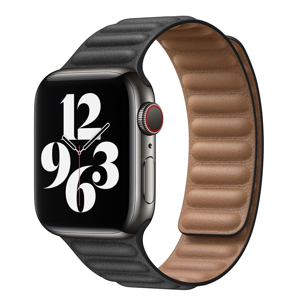 Suitable For iwatch8 Watchband S7 SE 6/5/43 Magnetic Suction New Leather Loopback Chain Apple Watch Wristband - Korvel