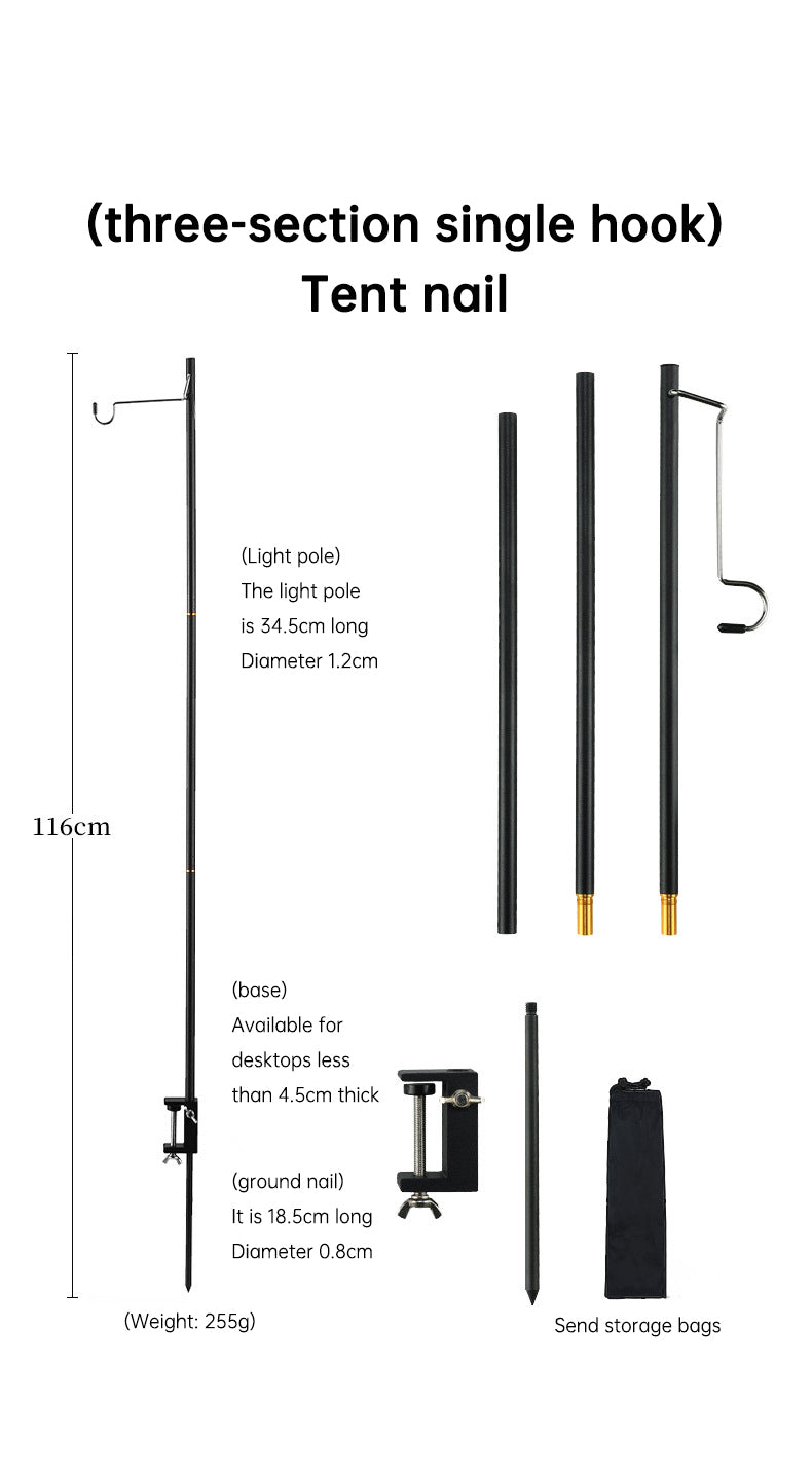 Portable Aluminum Alloy Camping Lamp Holder with Storage Bag