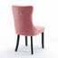 High-end Tufted Solid Wood Contemporary Velvet Upholstered Dining Chair with Wood Legs Nailhead Trim 2-Pcs Set Pink - Korvel