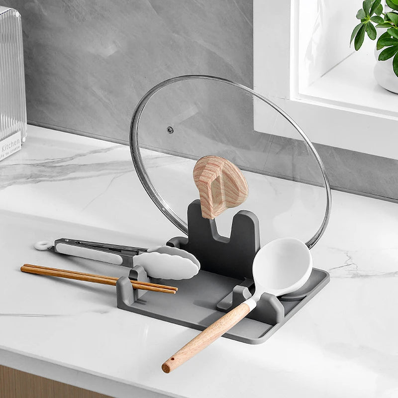 Silicone Pot Lid and Utensil Storage Rack