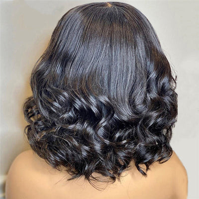 Ladies Wig Short Curly Hair Black Big Wave Chemical Fiber Front Lace Curly High Temperature Silk Headgear - Korvel