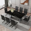 Modern minimalist dining table The black imitation marble glass desktop is equipped with silver metal legs - Korvel