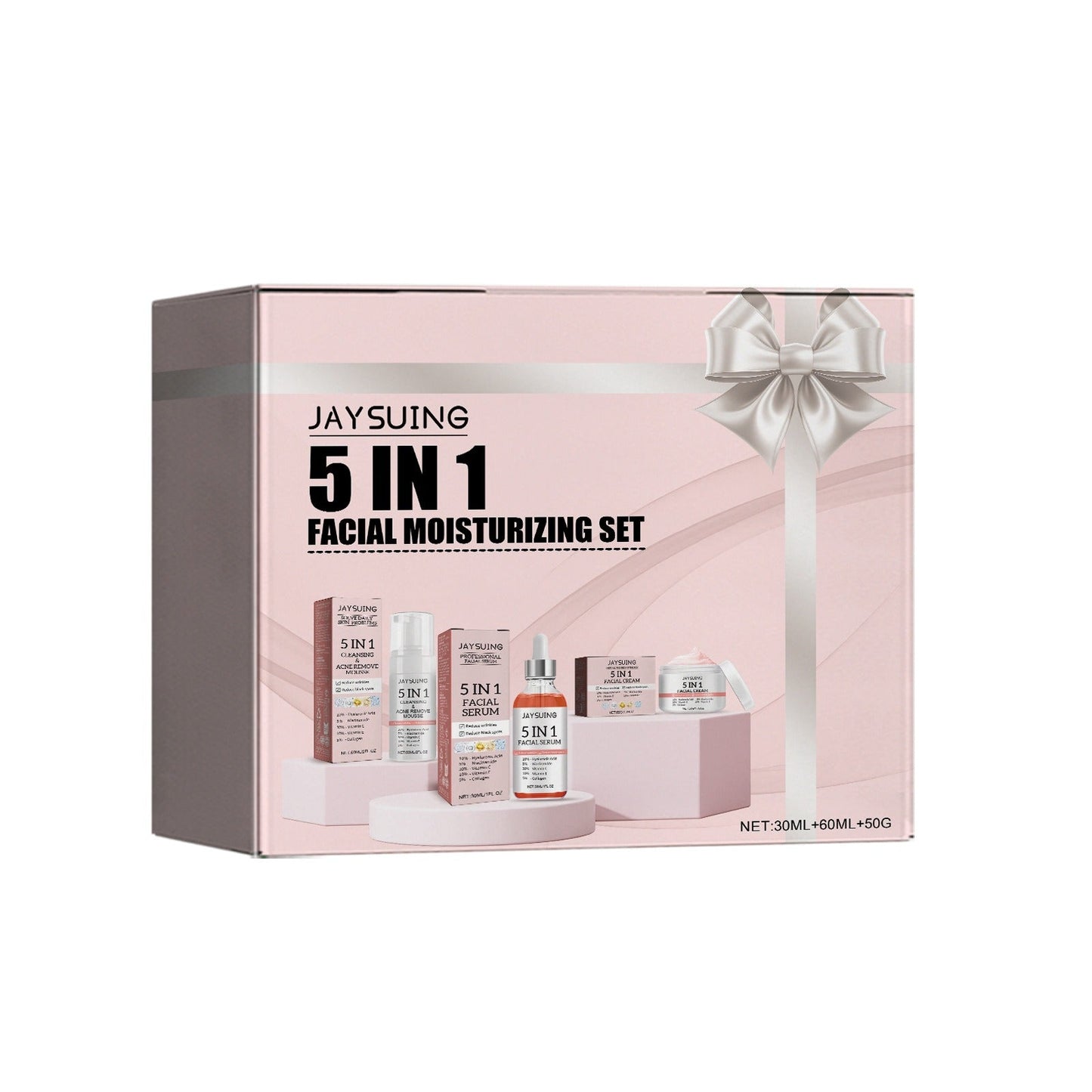 Jaysuing 5-in-1 facial moisturizing set Hydrating, moisturizing, deep moisturizing, whitening, brightening and firming skin - Korvel