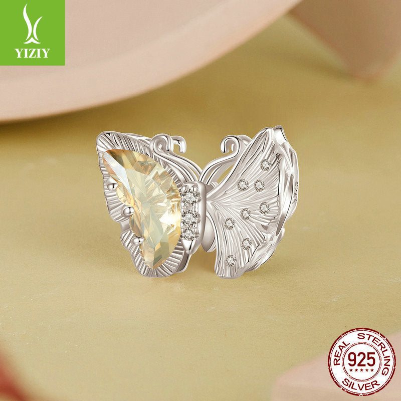 Perles de bracelet DIY Yinziyun Ginkgo Butterfly - Argent S925