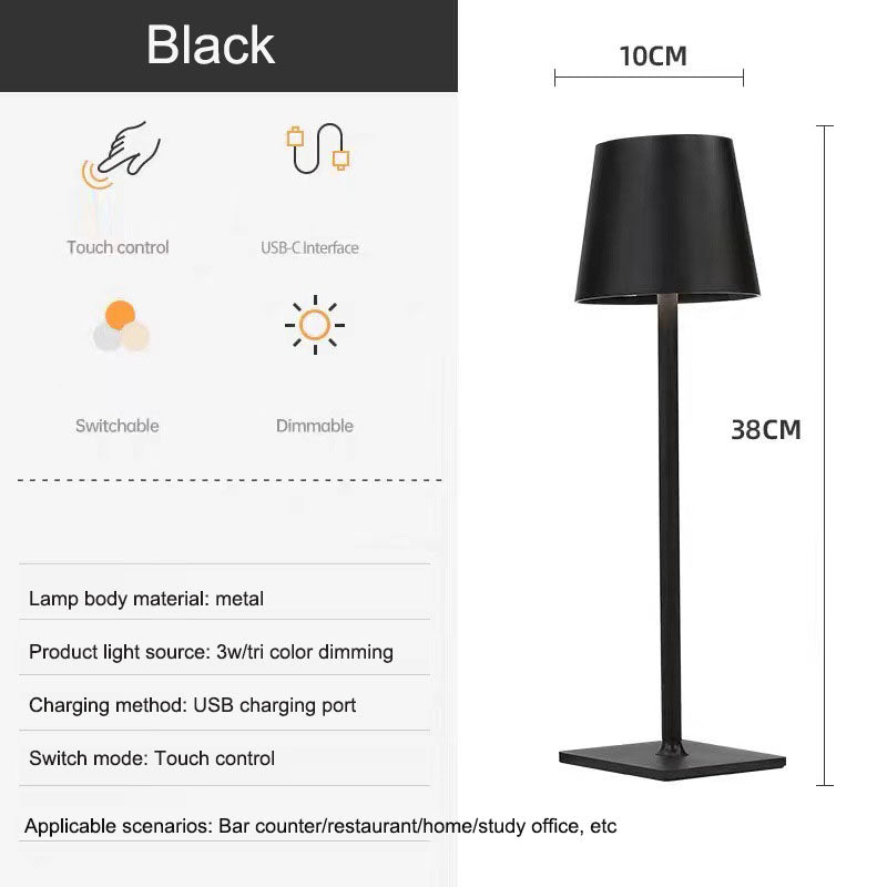 Nordic charging iron art high footed cup table lamp, bedroom bedside touch creative small night light, modern and simple living room night light - Korvel