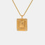 Stainless Steel Inlaid Rhinestone Rectangle Shape Pendant Necklace - Korvel