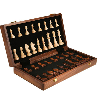 International Chess High end Solid Wood Set Large Children's Wooden Folding Chess Board Special for Western Chess Competition - Korvel