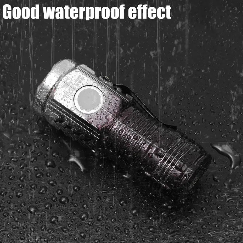 Mini Powerful LED Flashlight USB Rechargeable Strong Light Torch with Three Eye Flashlight Portable Camping Fishing Lantern - Korvel