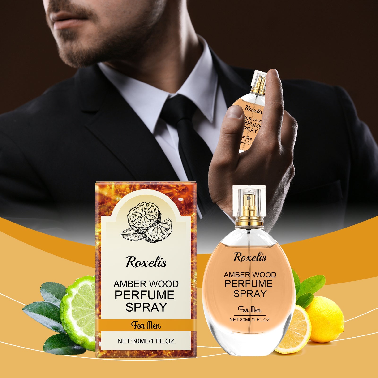 Amber Wood Perfume Spray Fresh Scent Exudes Charm Amber Natural Light Long-Lasting Portable Perfume - Korvel