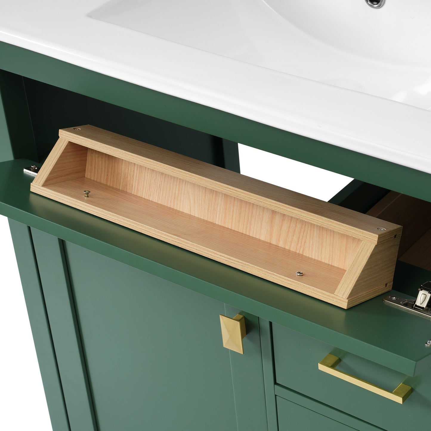 30-Inch Green Bathroom Vanity with Ceramic Sink