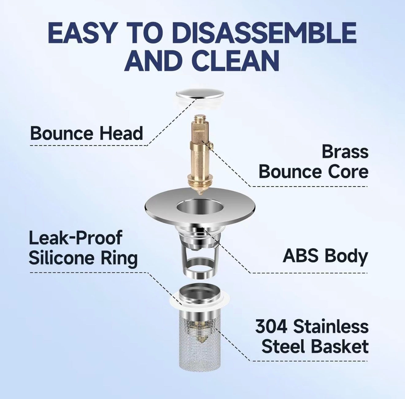 DrainGuard Sink Stopper - 2-in-1 Drain Filter & Hair Catcher