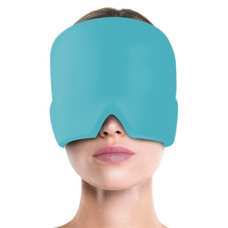 Cold compress head cover eye mask for headache relief, comfortable ice bag, ice pack, ice cap, physical therapy, soothing, retractable gel head mask - Korvel