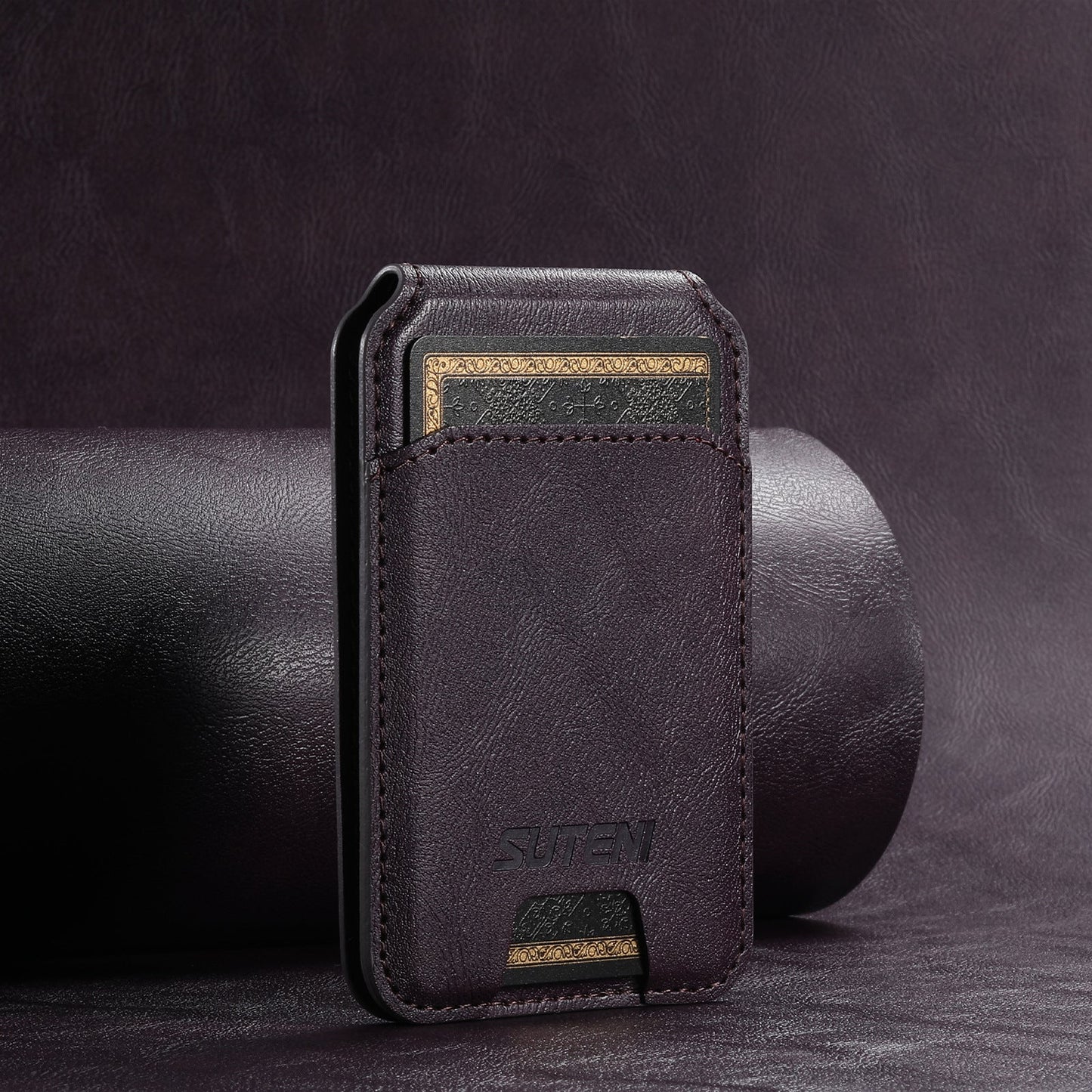Premium PU Leather Magnetic Card Holder for Mobile Phones