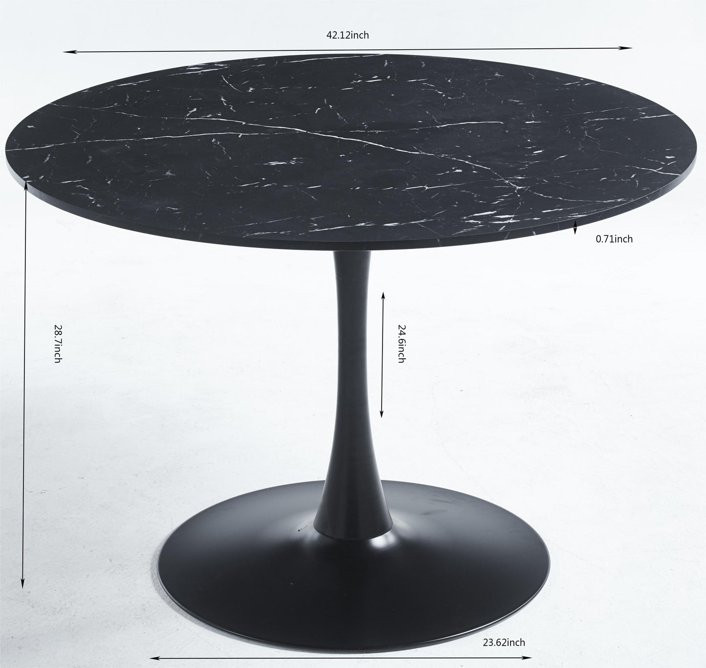 42.1" Black Tulip Dining Table for 4-6 People