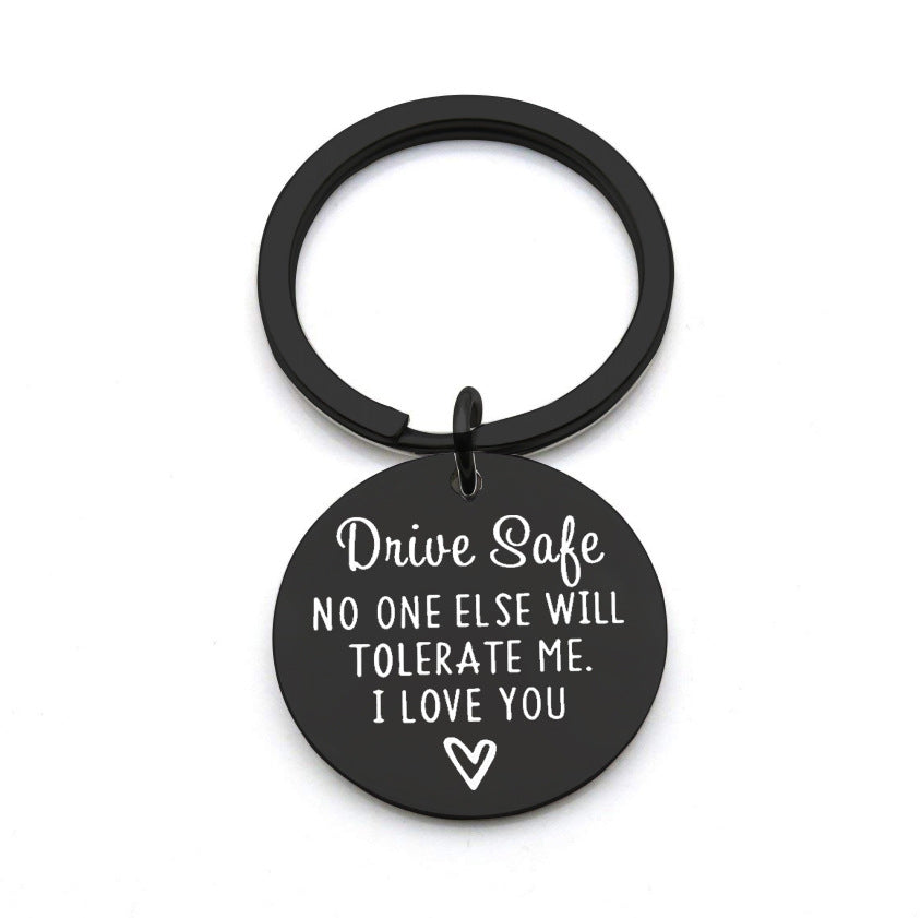 Driving safety stainless steel keychain Couple boyfriend girlfriend gift - Korvel
