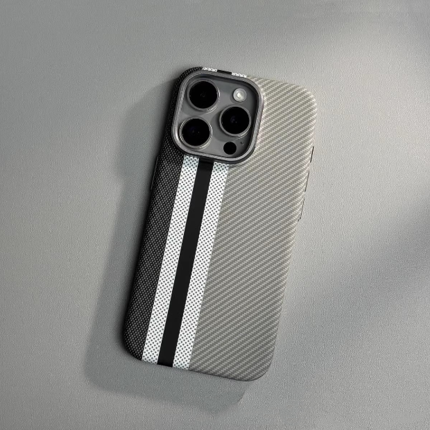 Funda Dura Magnética de Patrón Kevlar Premium para iPhone 15 ProMax