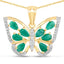 1.91 Carat Genuine Emerald and White Zircon Pendant in Sterling Silver