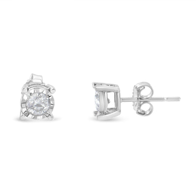 Pendientes de Stud de Diamante Miracle-Set en Plata de Ley .925 1/2 Cttw