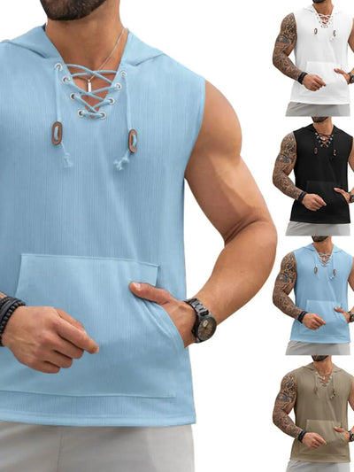 Sudadera con capucha para hombre con cordones