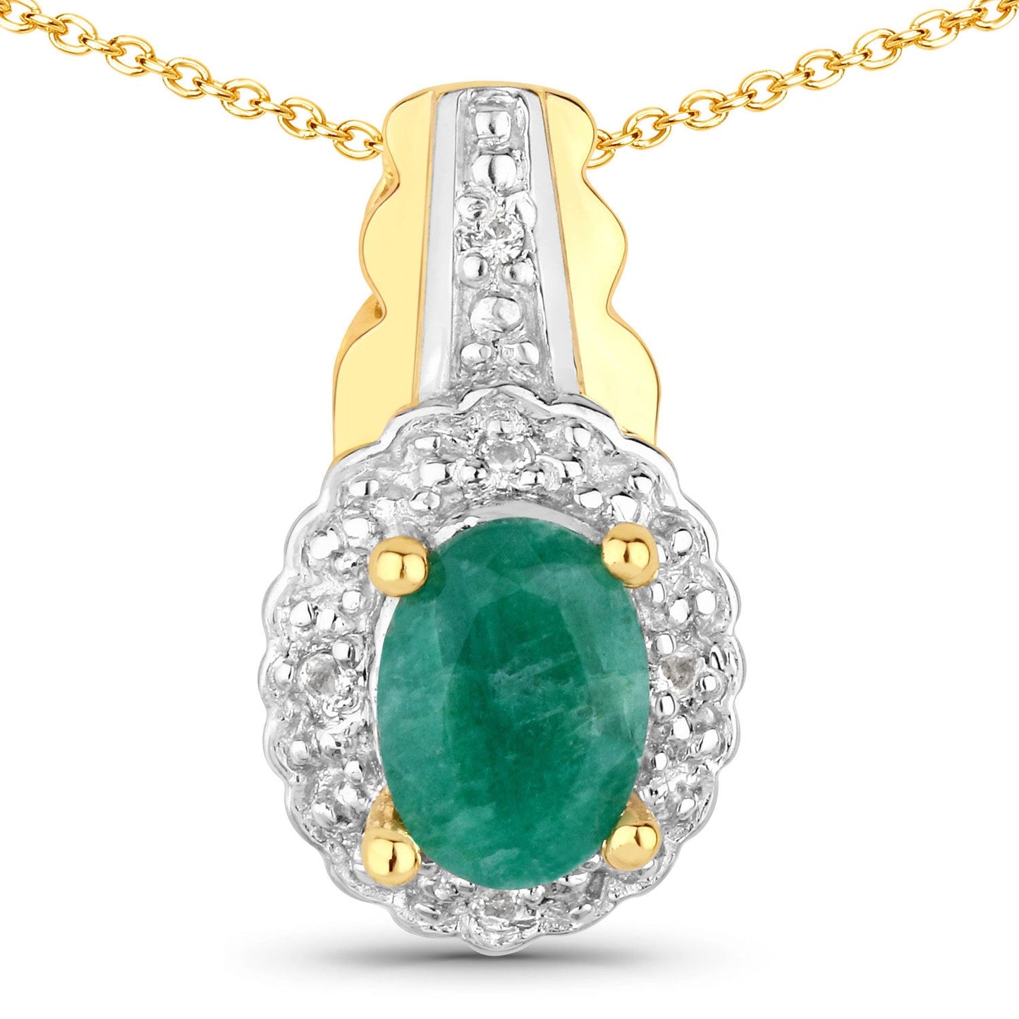 1.71 Carat Dyed Emerald and White Topaz Sterling Silver Jewelry Set