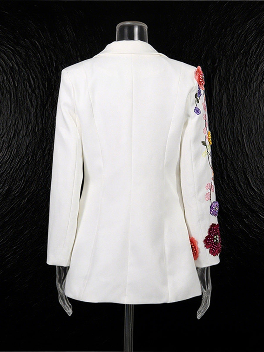 Blazers brodés floraux élégants en trois dimensions