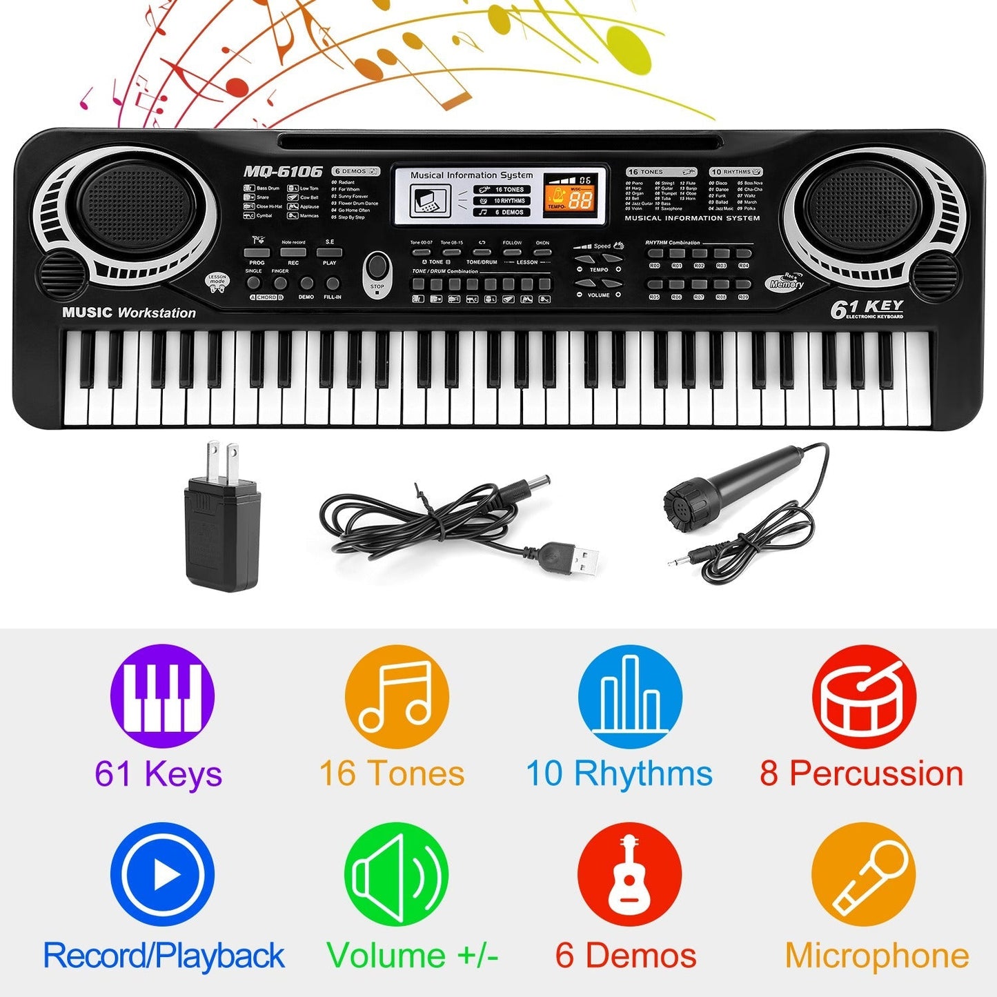 Teclado Electrónico GBruno de 61 Teclas para Niños