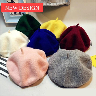 Pure Wool Baby Beret Hat in Modern Retro Design