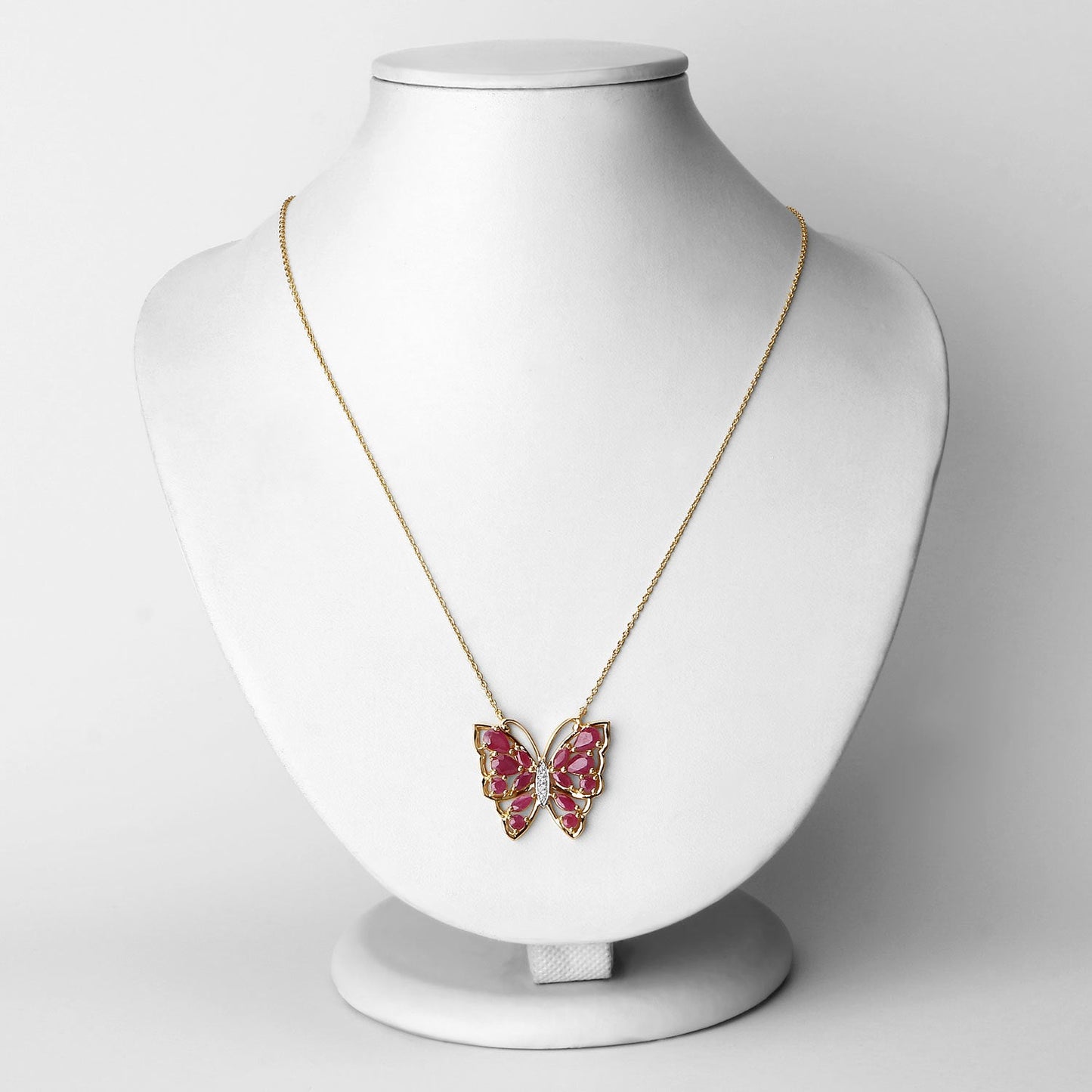 2.88 Carat Genuine Ruby and White Zircon Necklace in Sterling Silver