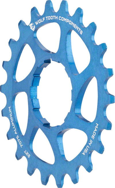 Engranaje de Aluminio de Velocidad Única Wolf Tooth - 22t para Cadenas de 3/32" - Azul