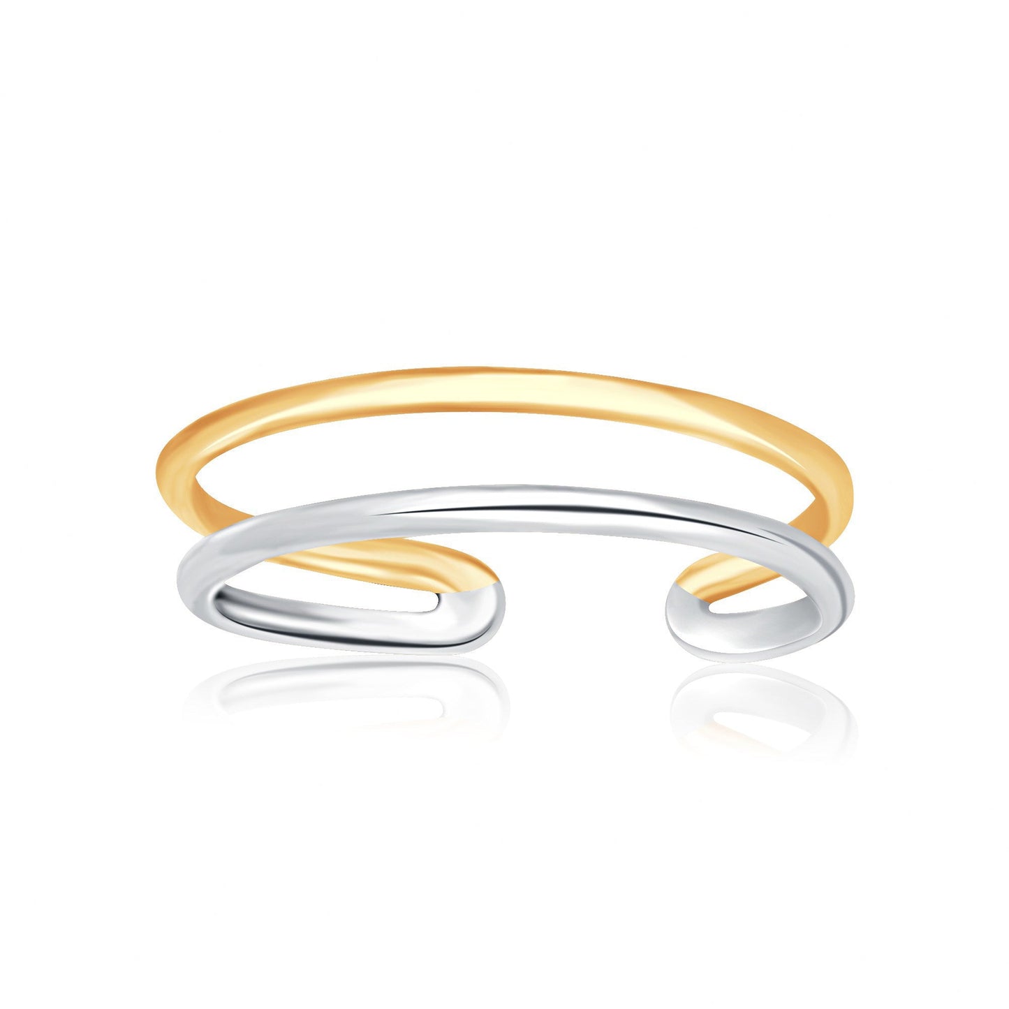 Bague de 14 carats en or bicolore à fil ouvert pour les orteils
