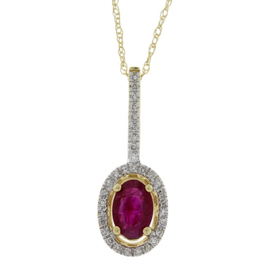 .43ct Ruby and Diamond Pendant in 14KT Yellow Gold