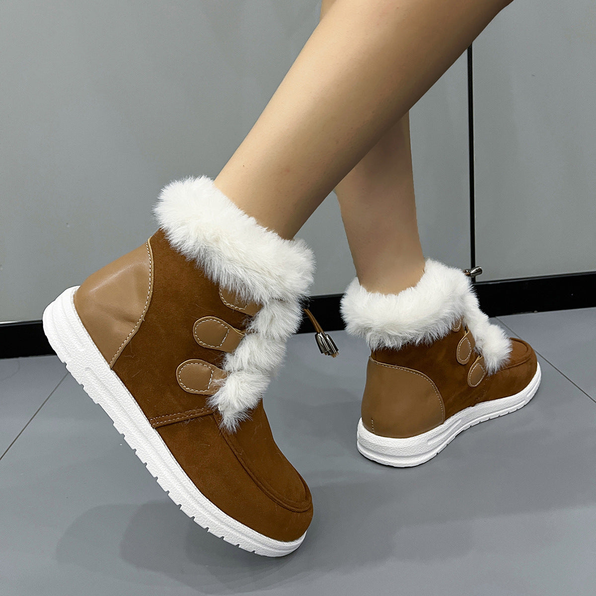 Botas de Nieve de Suede y Forro de Franela para Mujeres