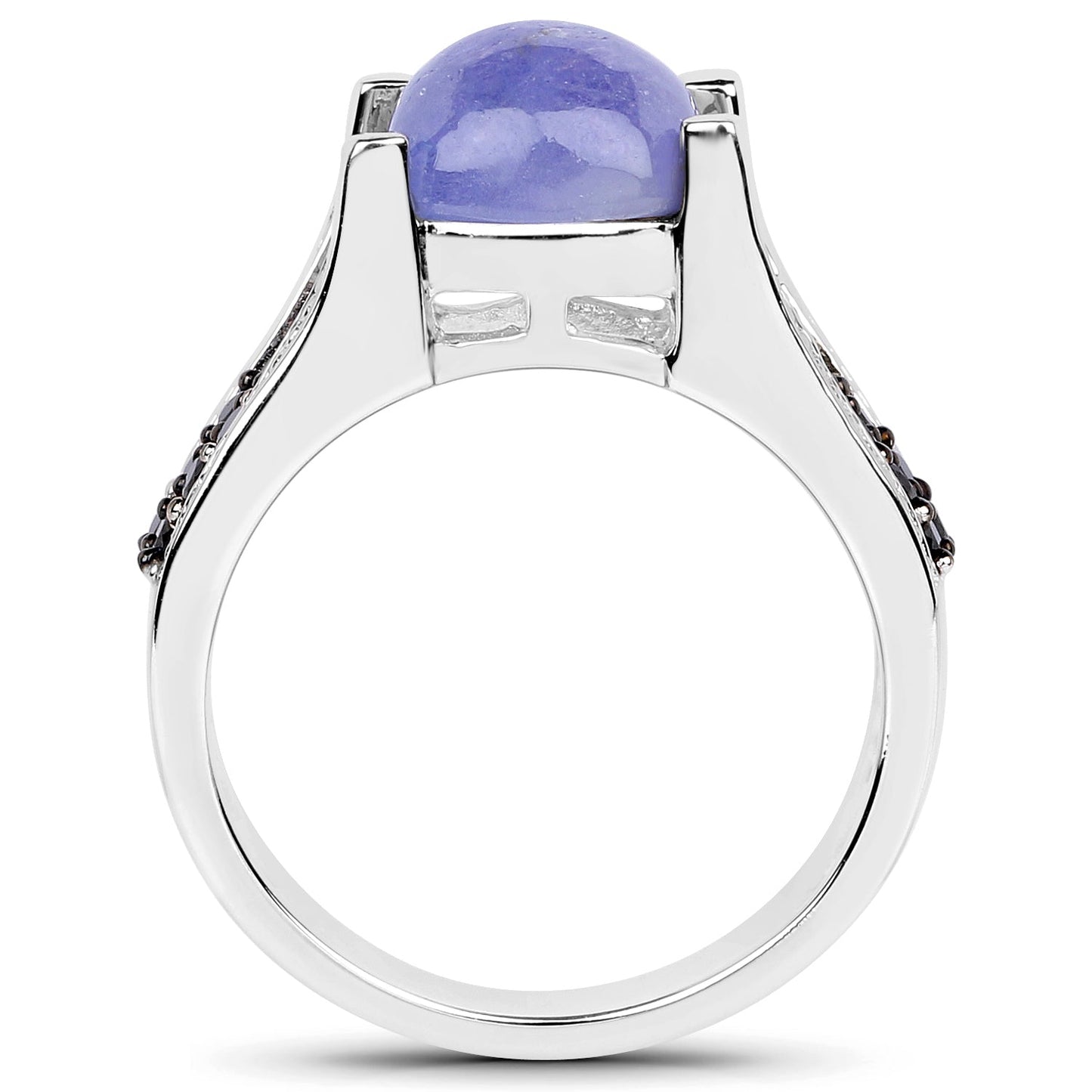 Bague en argent sterling avec tanzanite véritable de 3,20 carats et spinelle noir