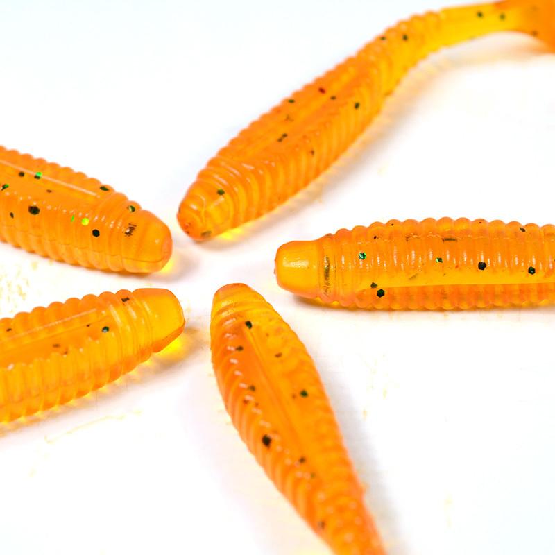 5Pcs/Bag 8cm 5.7g Silicone T Tail Brown Grub Worm Fishing Lure - Korvel