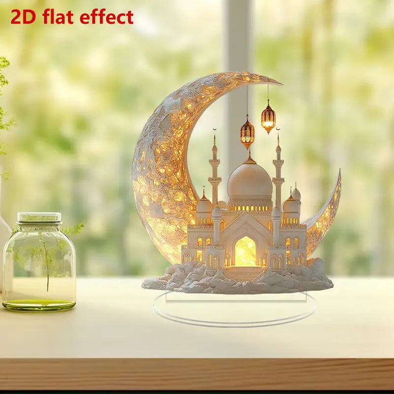 2025 Ramadan 2D Acrylic Moon - Castle Ornament. Eid Al - fitr Decoration, Muslim Home & Party Gift. - Korvel