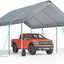 12 * 20 portable car tent garage with adjustable height from 9.5 feet to 11 feet, metal roof and side walls - Korvel