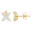 14K White Gold Marquise Diamond Floral Leaf Stud Earrings