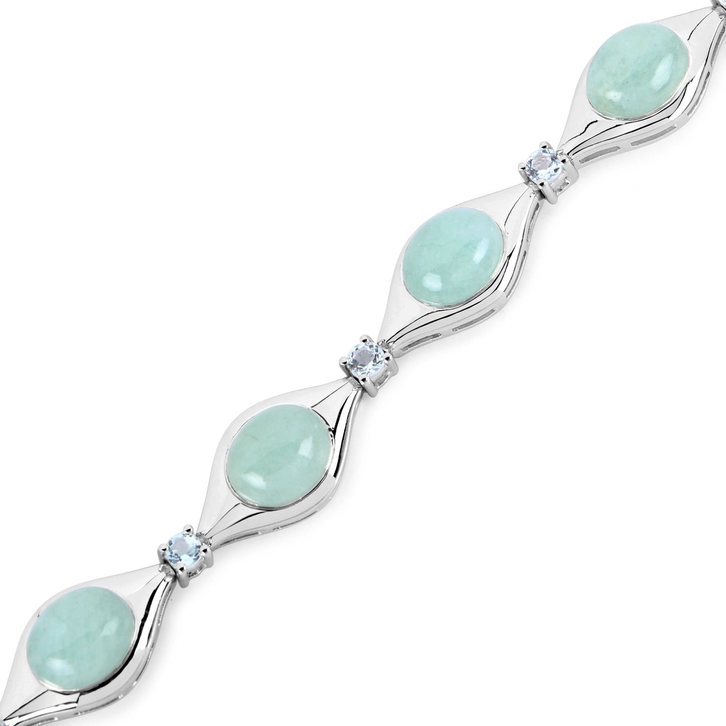 Bracelet en argent sterling avec aquamarine véritable de 39,72 carats