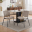 2-piece retro linen chair set with curved wooden backrest, cushioned seat, adjustable metal legs, (Beige Linen) - Korvel