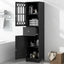Tall Bathroom Cabinet, Freestanding Storage Cabinet with Drawer and Doors, MDF Board, Acrylic Door, Adjustable Shelf, Black - Korvel