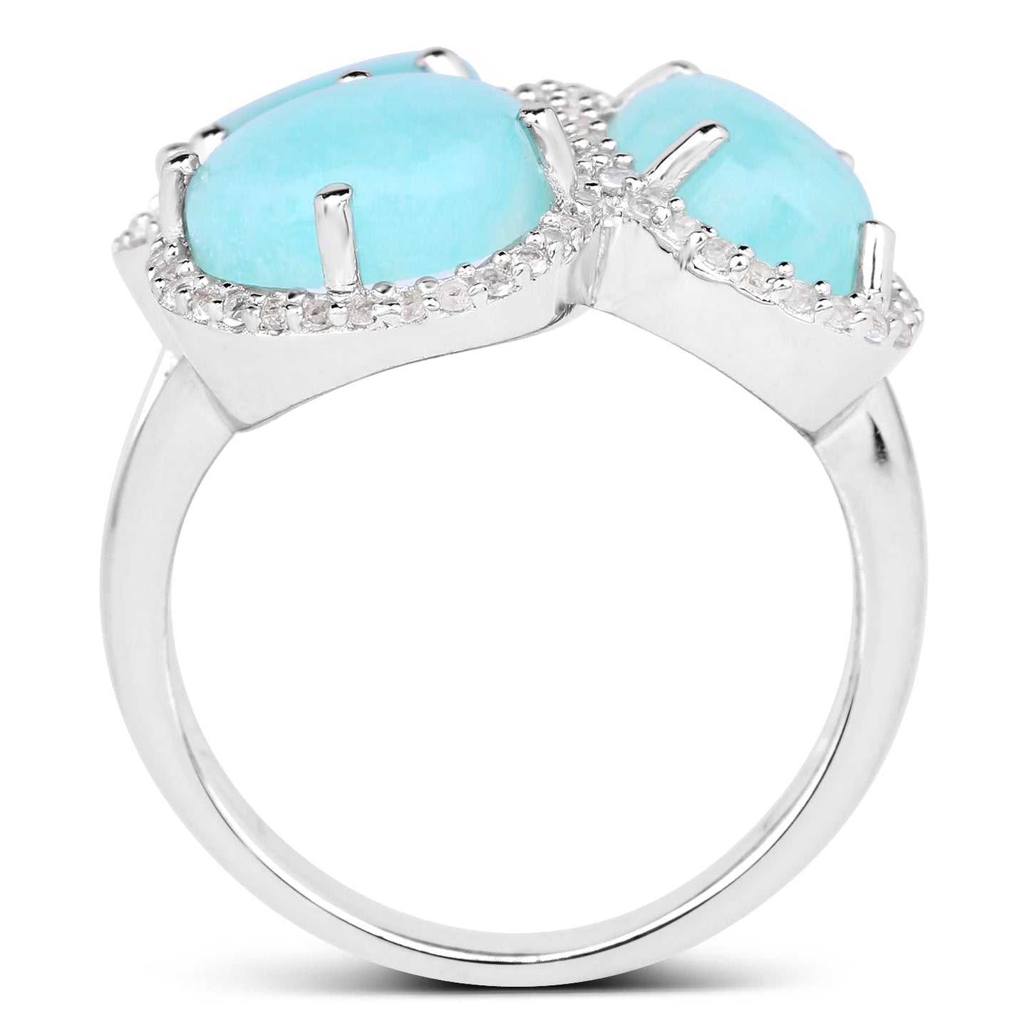Anillo de Plata Esterlina de 5.30 Quilates de Amazonita y Topacio Blanco
