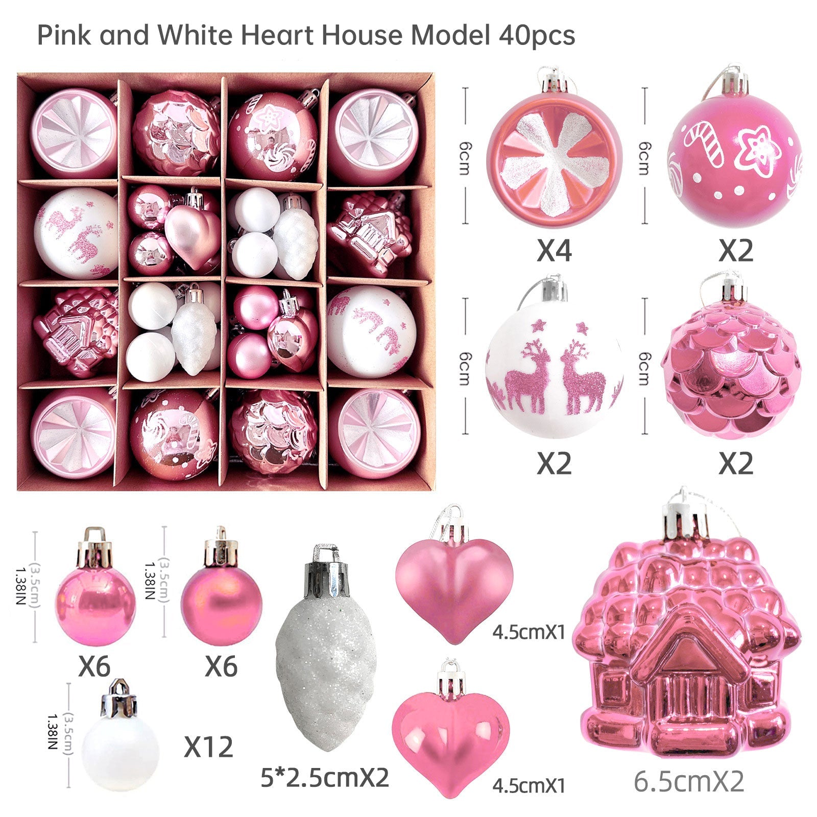 Christmas decoration 6cm electroplated ball plastic ball special-shaped painted Christmas ball gift Christmas tree pendant - Korvel