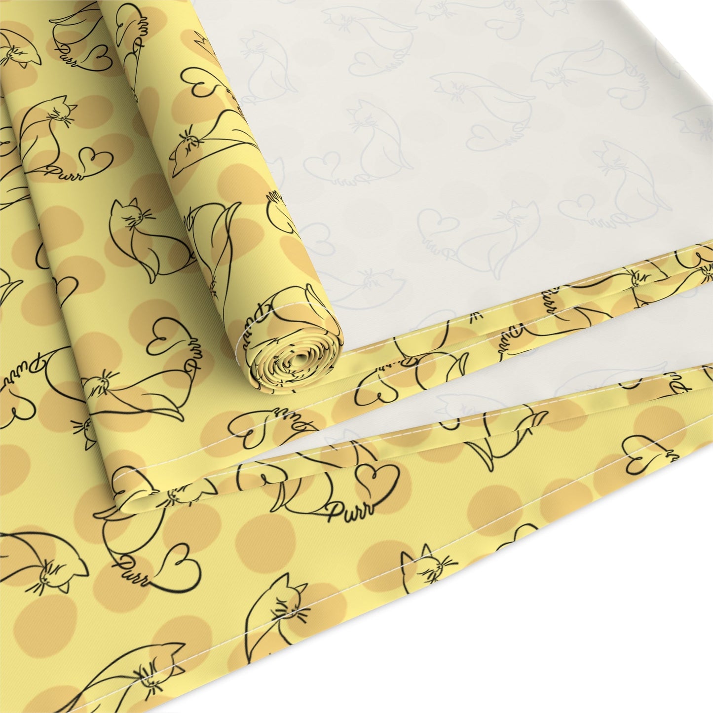 Golden Purr Cat Table Runner – Minimalist Line Art Design