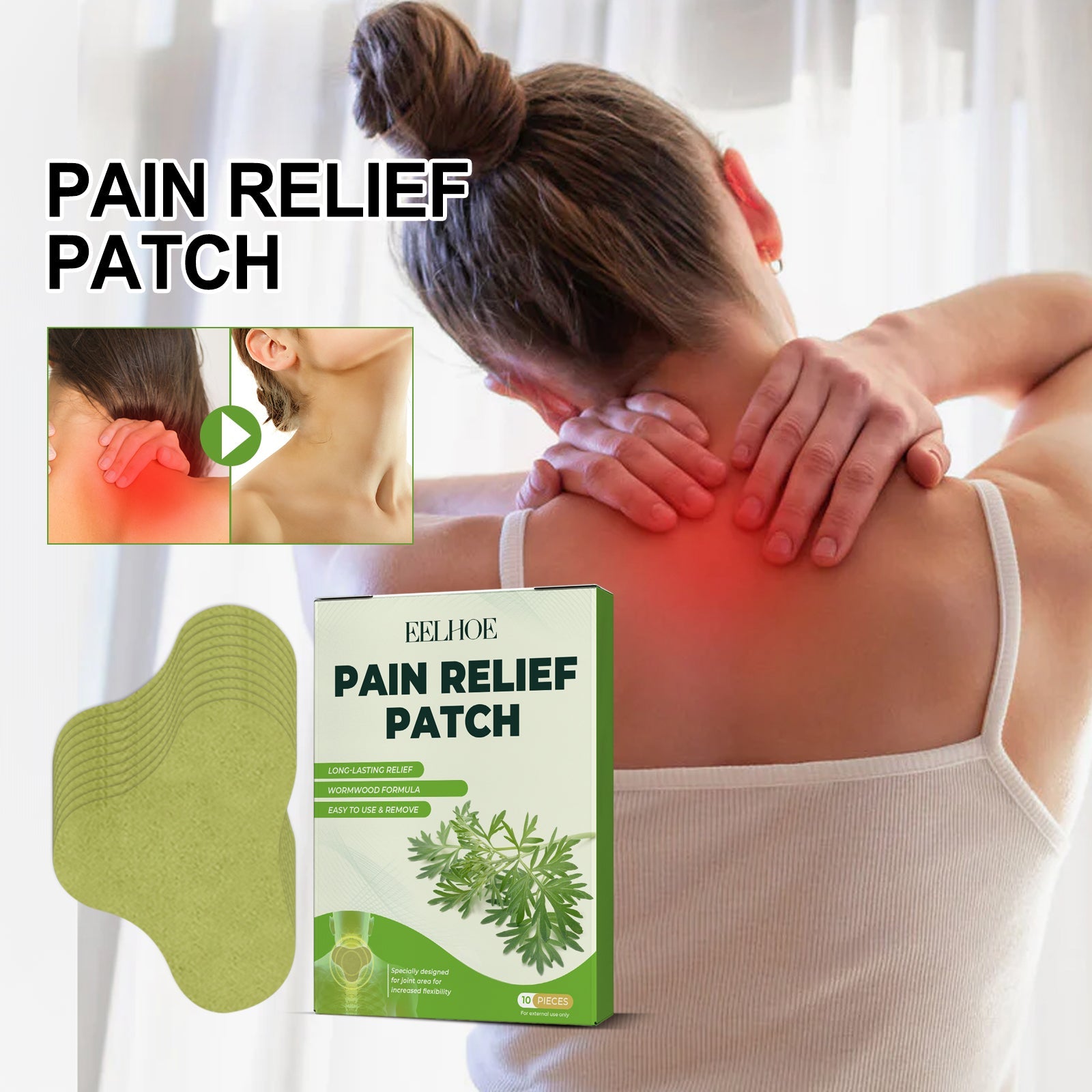 Wormwood Pain Relief Patch, Relieve Lumbar Neck Shoulder Vertebra Knee Joint Muscle Pain Discomfort Body Care Paste - Korvel